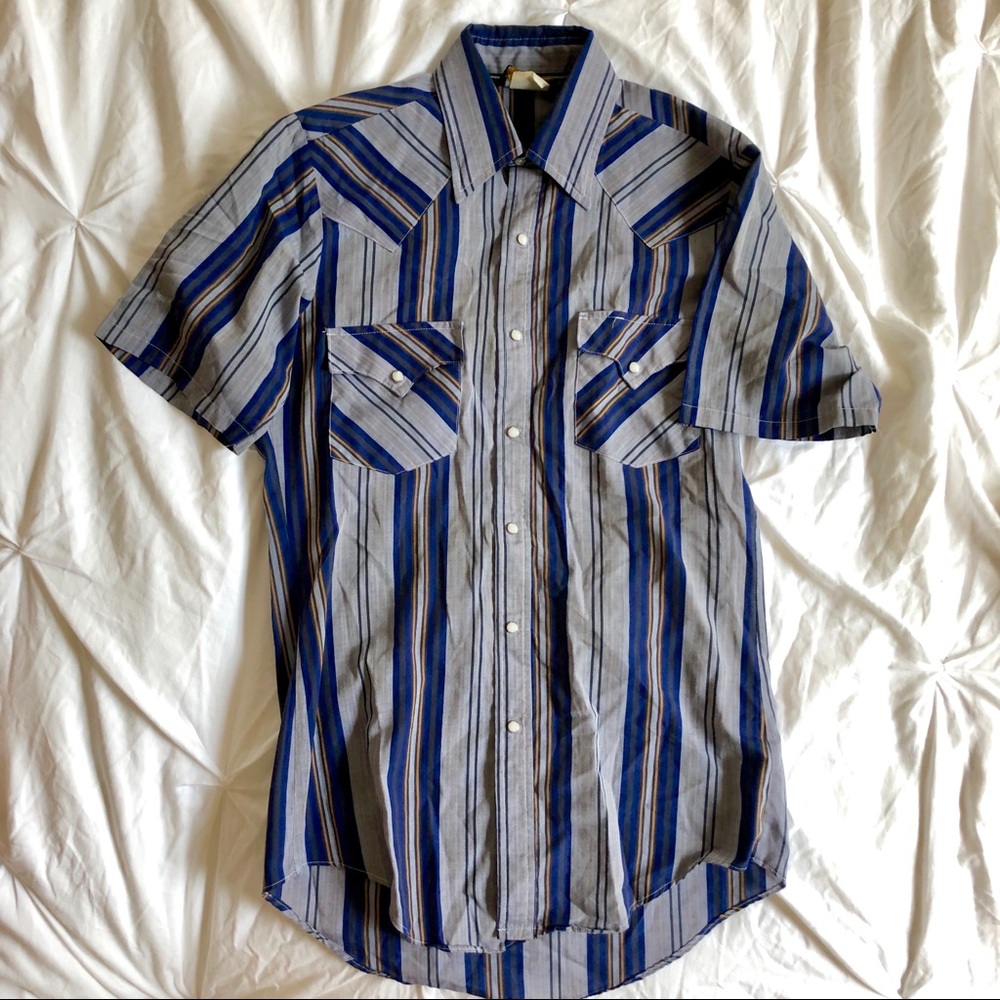 Vintage soft western pearl snap button up